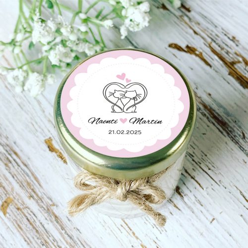 Bougie mariage personnalisée motif chats amoureux – cadeau invités romantique