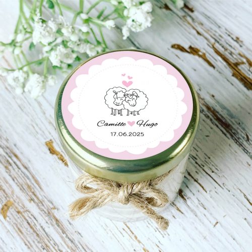 Bougie mariage personnalisée motif moutons amoureux – cadeau invités romantique
