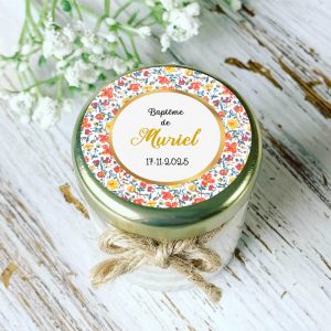 Bougie baptême personnalisée motif Liberty Muriel