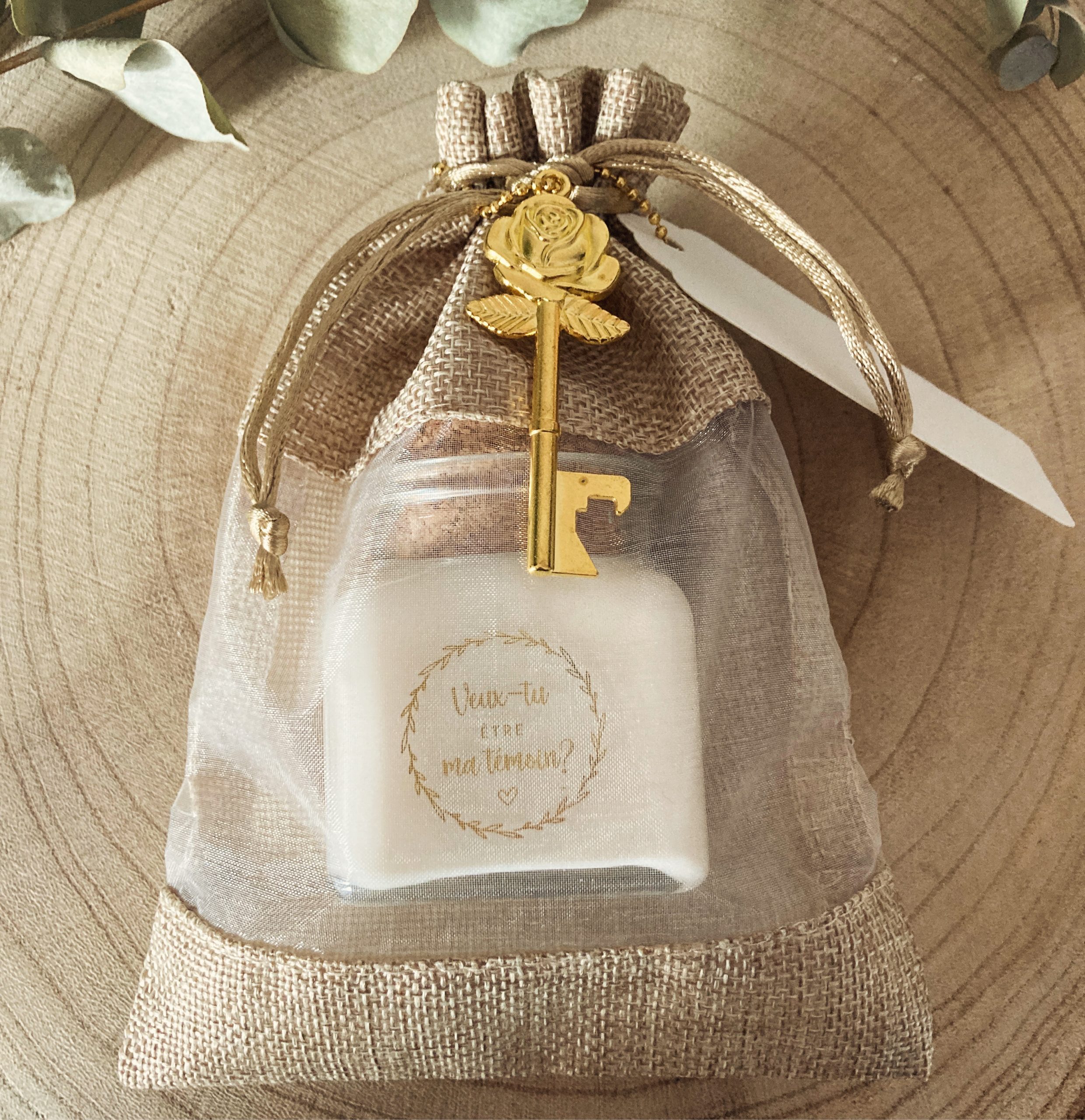Bougie personnalisée demande témoin mariage écriture dorée cadeau original de 120ml