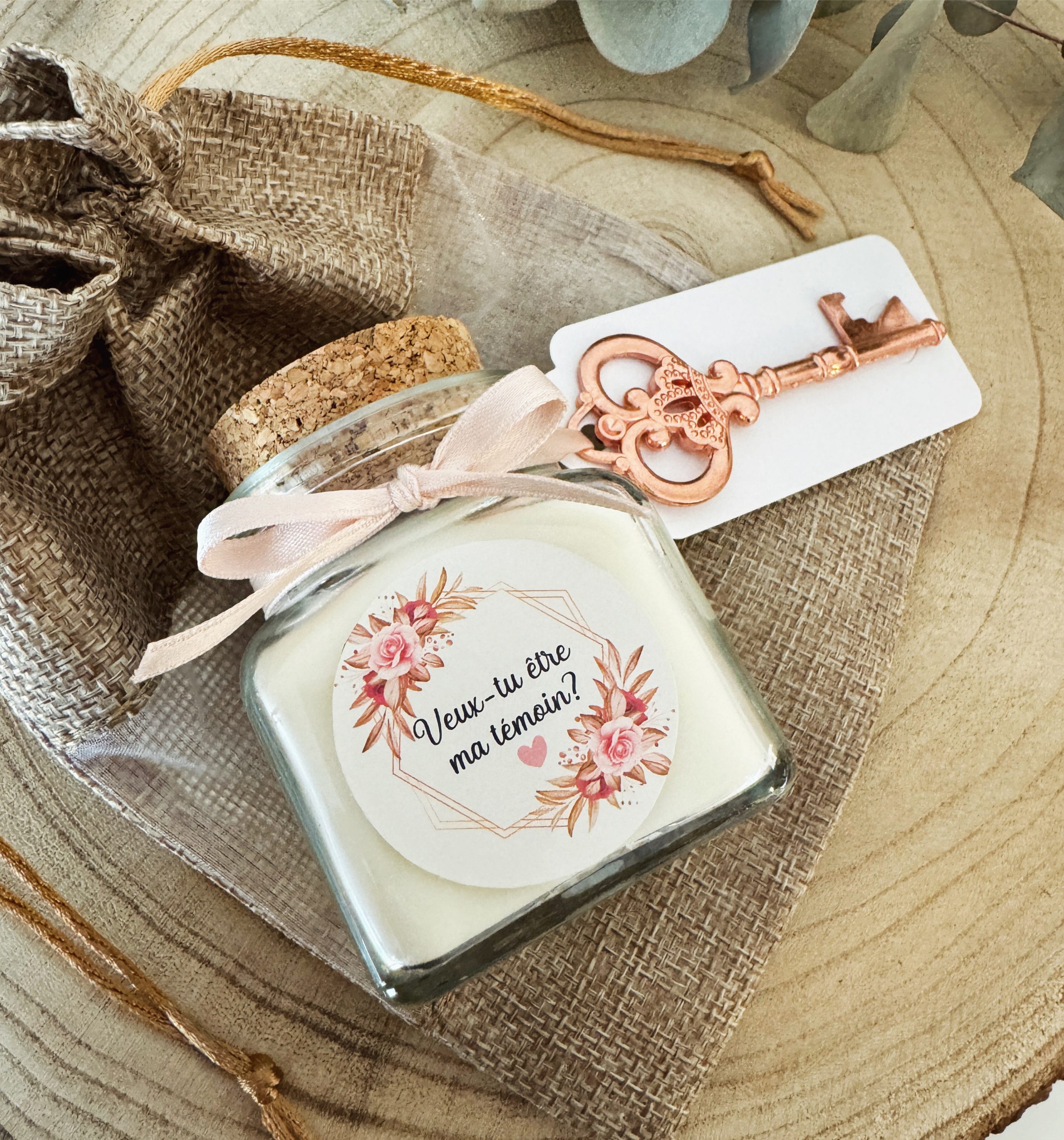 Cadeau demande témoin mariage bougie personnalisée de 120ml avec ou sans son pochon et décapsuleur original 2