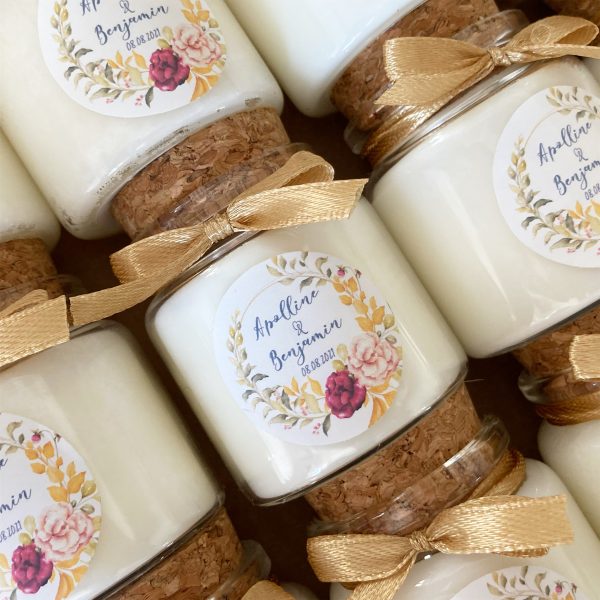 Bougies personnalisées baptême Diane et Faustine, cadeaux invités élégants