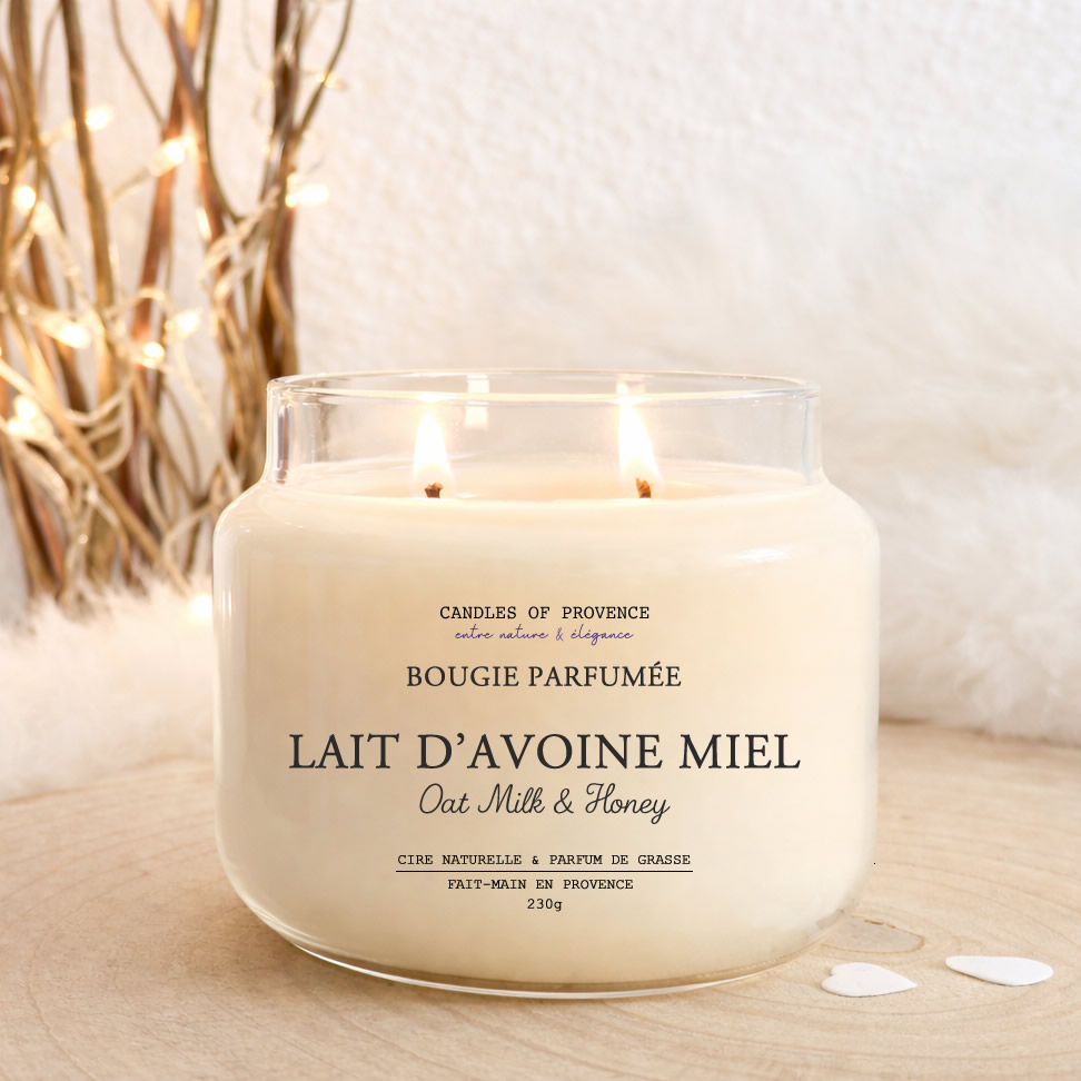 Bougie parfumée Lait Avoine Miel artisanale fait-main en Provence
