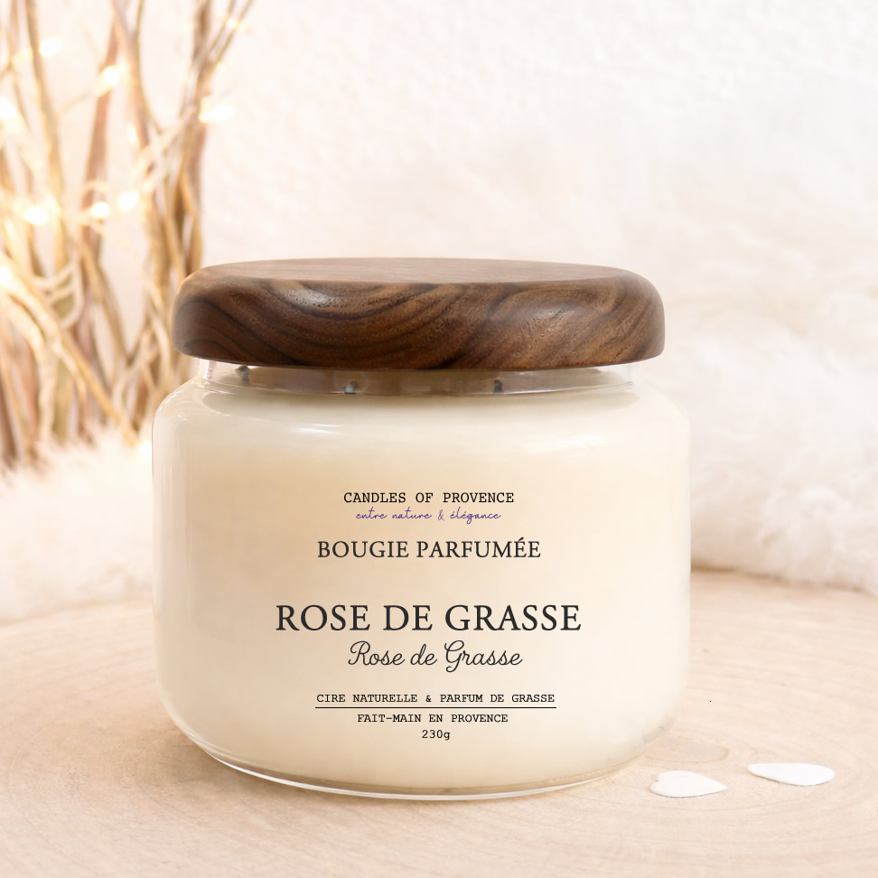 Bougie parfumée Rose de Grasse artisanale fait-main en Provence