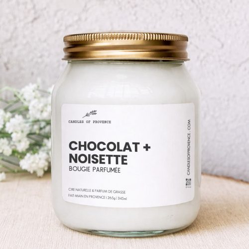 Grande Bougie parfumée Chocolat Noisette Collection Cottage Fait-main en Provence