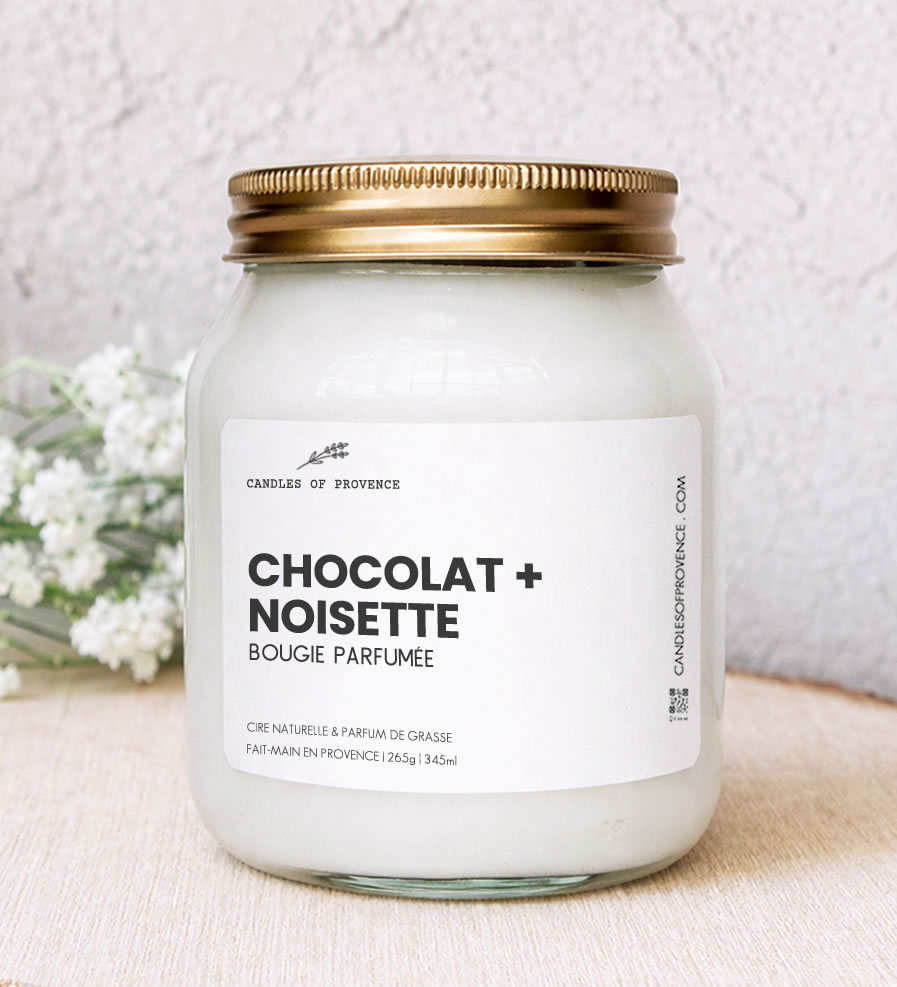 Grande Bougie parfumée Chocolat Noisette Collection Cottage Fait-main en Provence
