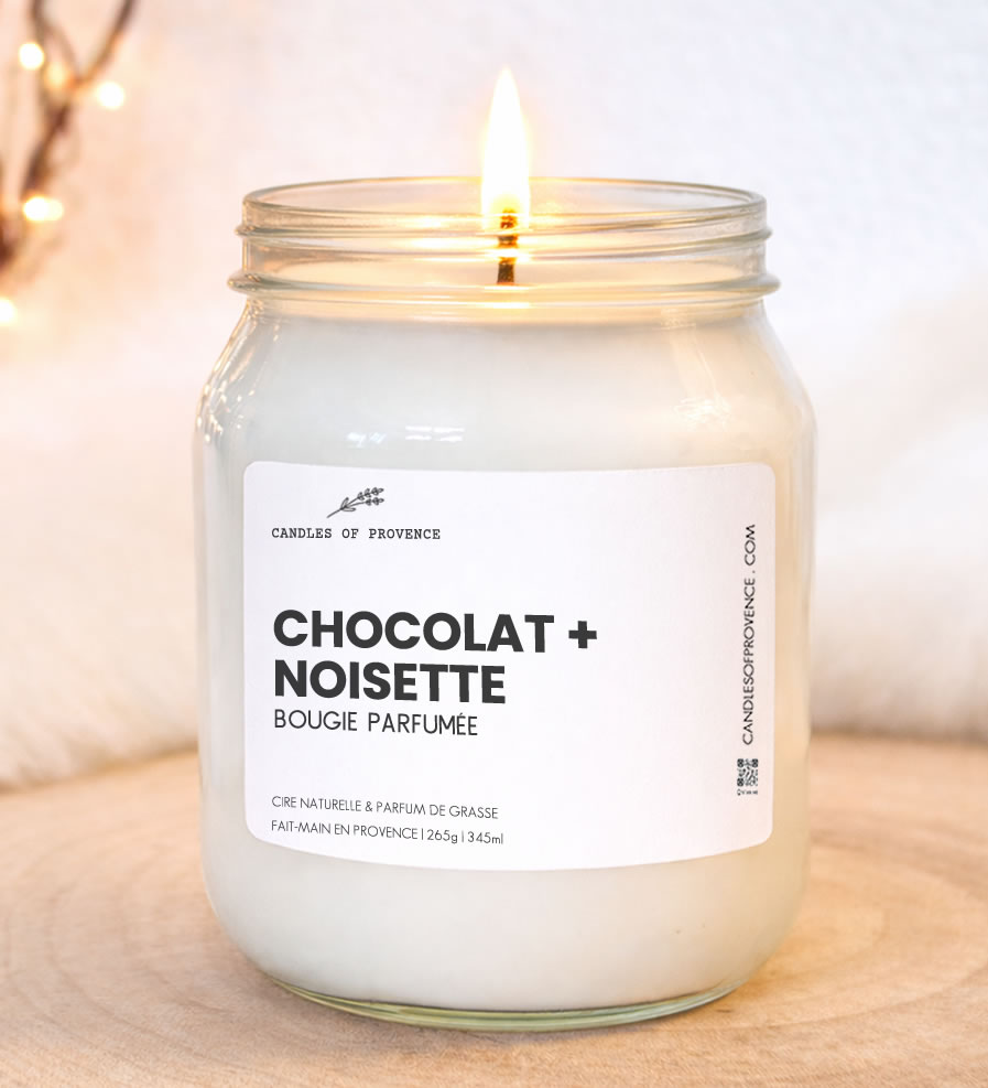 Grande Bougie parfumée Chocolat Noisette Collection Cottage Fait-main en Provence