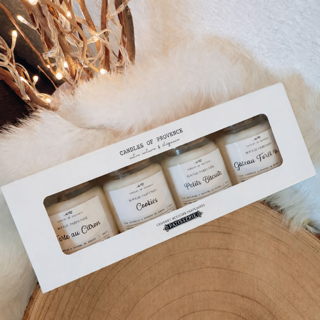 Coffret pâtisserie cadeau femme mini bougies parfumées gourmandes fait-main en Provence