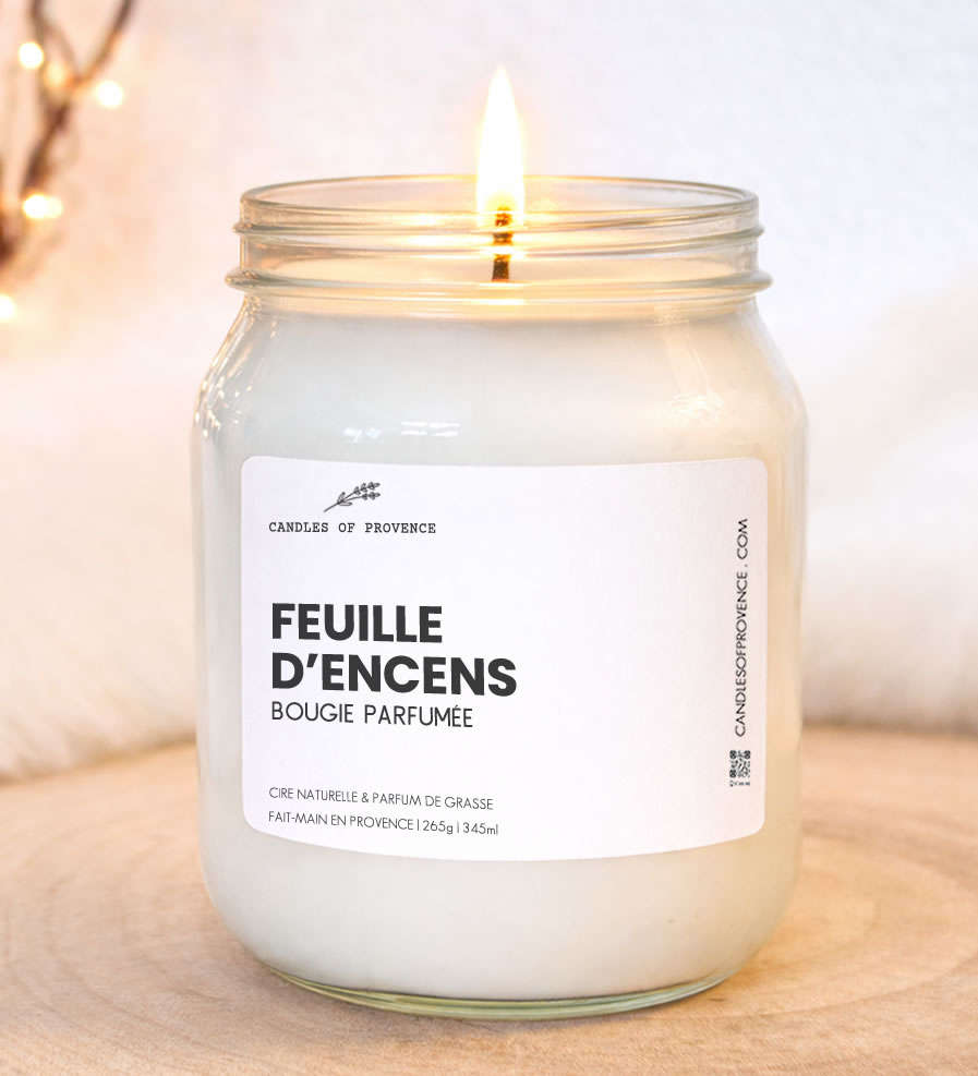 Grande Bougie parfumée Feuille d'encens Collection Cottage Fait-main en Provence