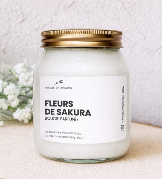 Grande Bougie parfumée Fleurs de Sakura Collection Cottage Fait-main en Provence