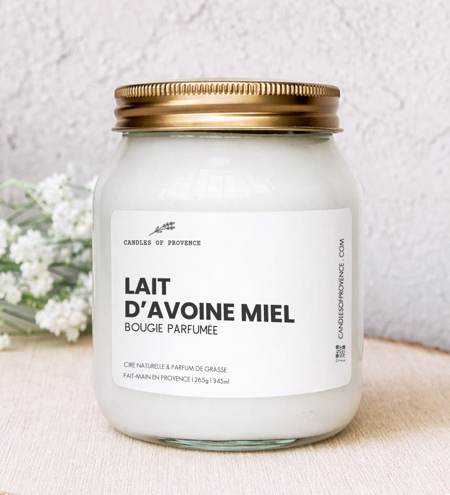 Grande Bougie parfumée Lait Avoine Miel Collection Cottage Fait-main en Provence