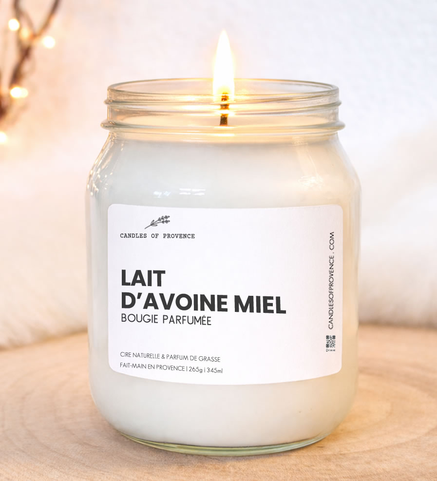 Grande Bougie parfumée Lait Avoine Miel Collection Cottage Fait-main en Provence