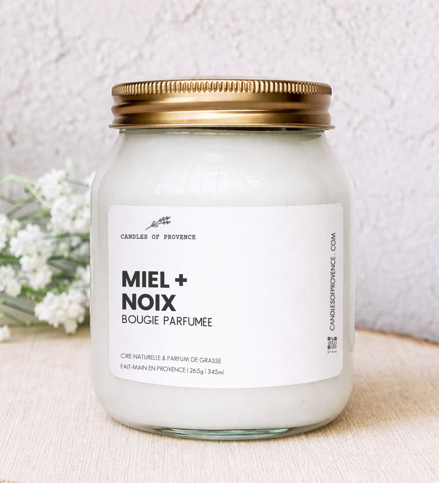 Grande Bougie parfumée Miel Noix Collection Cottage Fait-main en Provence