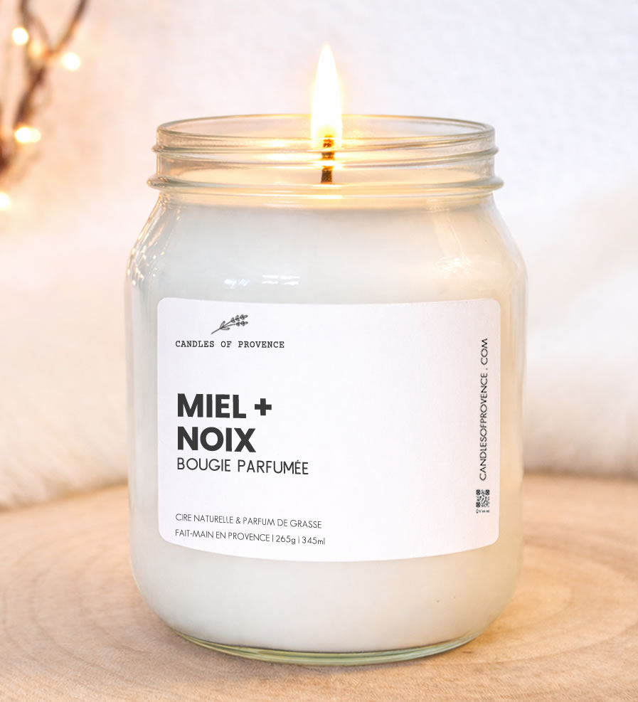 Grande Bougie parfumée Miel Noix Collection Cottage Fait-main en Provence