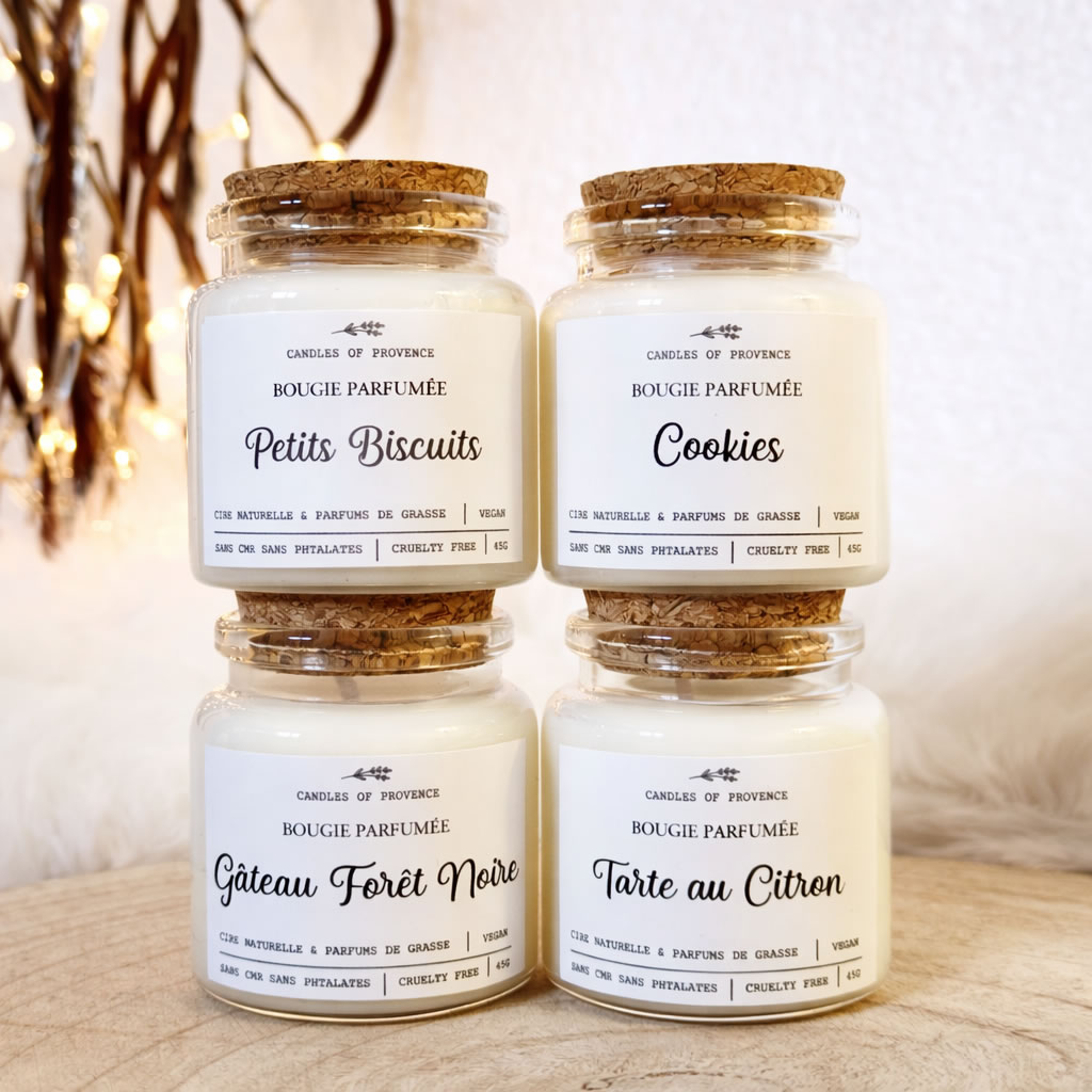 Mini bougies parfumées cadeau gourmand à offrir fête des mère, atsem, maîtresse, nounou, amie, collègue fait-main en Provence.