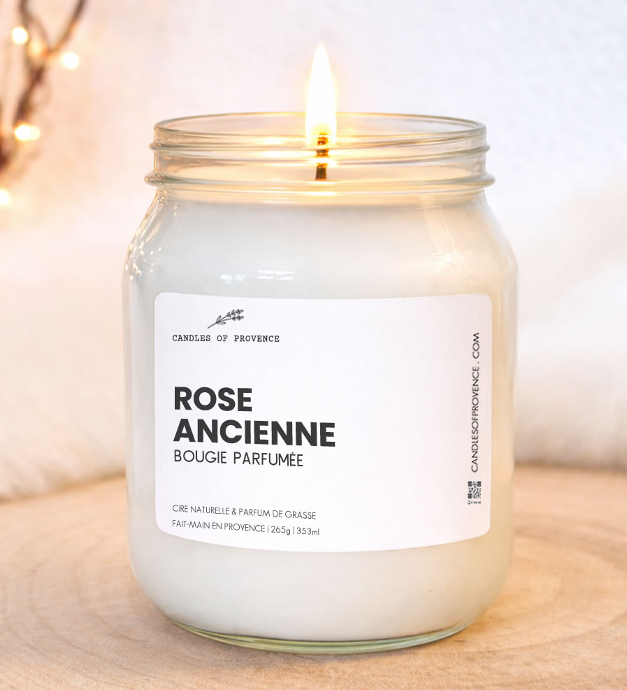 Grande bougie parfumée Rose Ancienne coulée à la main en Provence