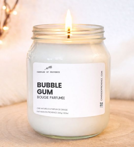 Grande bougie parfumée Bubble Gum coulée à la main en Provence