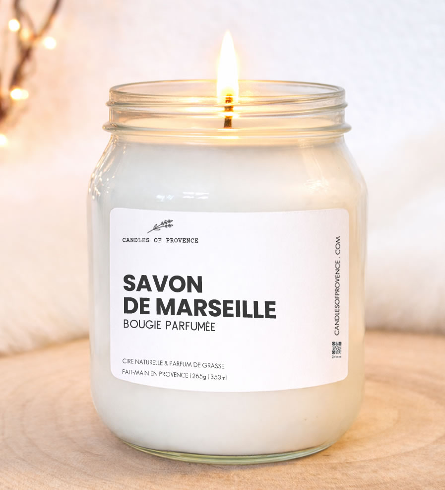 Grande bougie parfumée savon de Marseille coulée à la main en Provence