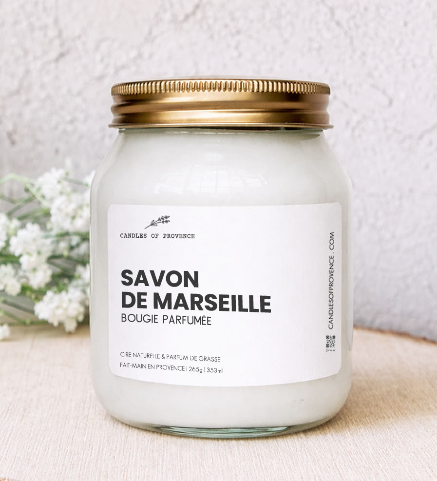 Grande bougie parfumée savon de Marseille coulée à la main en Provence